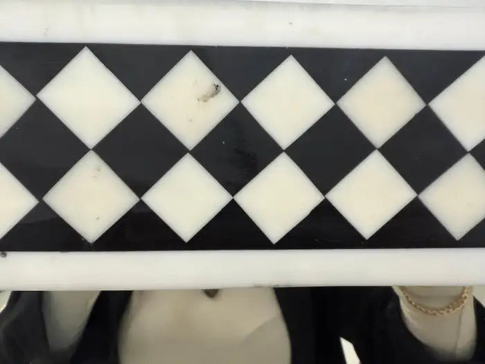 Art Deco Style Black & White Resin Diamond Design Wall or Console Mirror, a pair