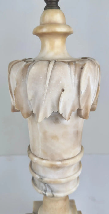 Italian Neoclassical Style Carrara Alabaster Marble Lamp, a Pair