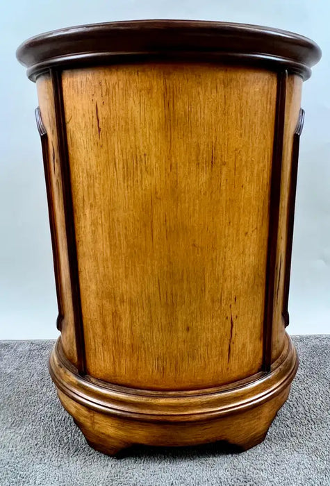 Louis XV Style French Provincial Hand Painted Oval Shaped Nightstand, a Pair