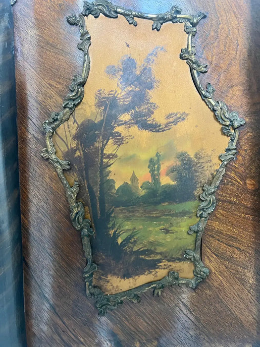 Antique 19th C. French Louis XV Vernis Martin Ormolu Serpentine Vitrine Cabinet