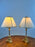 Vintage Empire Style Brass Fluted Crystal Column Table Lamp 1970's , a Pair