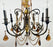 French Rococo Revival Bronzed Chandelier with Amber Glass Drops, 6 Arms