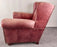 American Classical Style Distressed Leather Red - Brown Oversized Club Chair