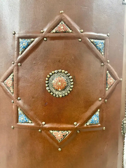 Portuguese Colonial Style Leather & Filigree Design Throne Chair