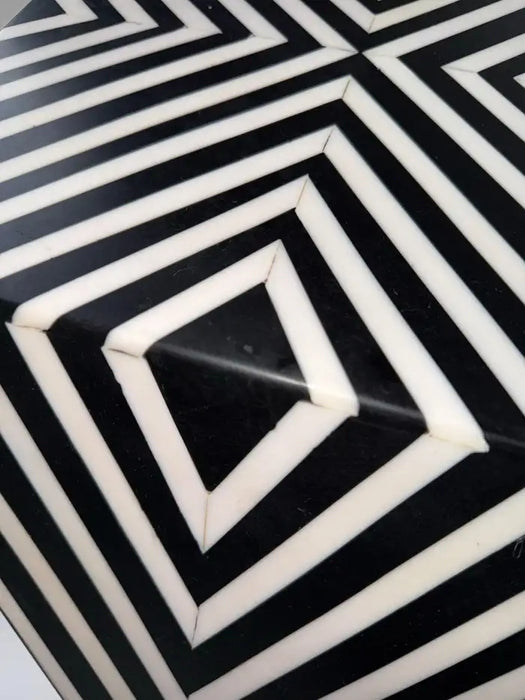 Art Deco Style Sculptural Resin Black and White Side or End Table, a Pair