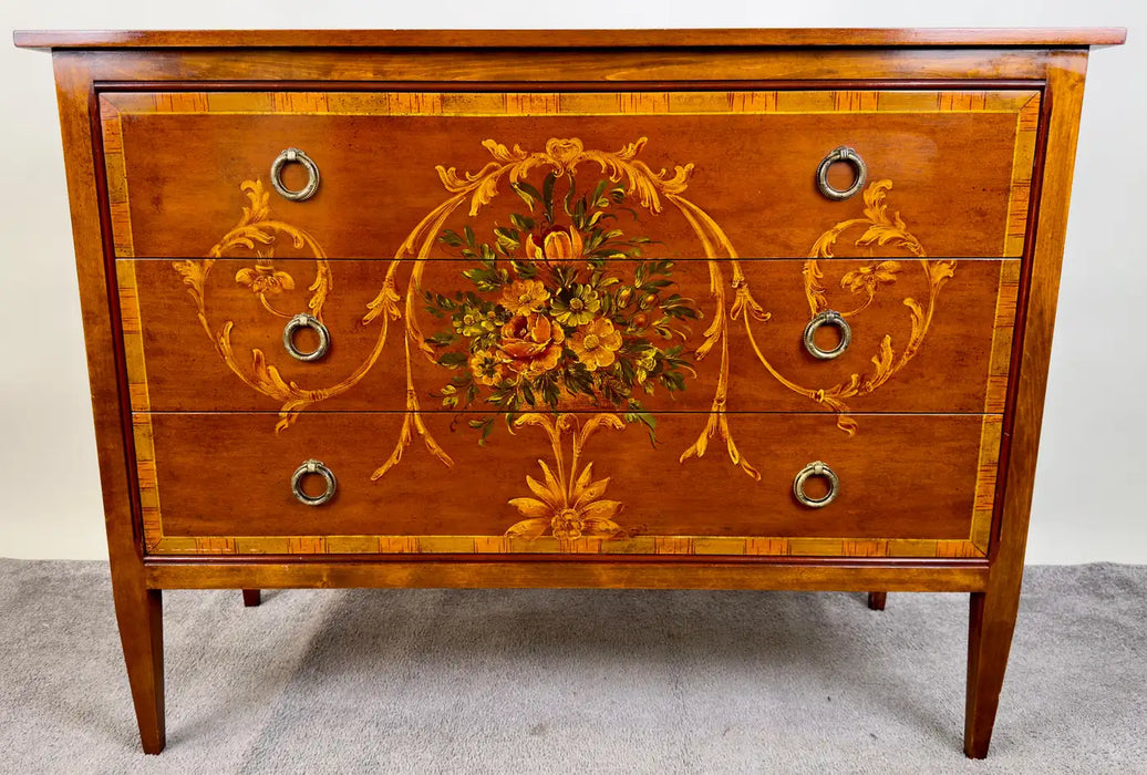 Italian Neo-Classical Marquetry Chest of Drawers, Commode or Nightstand, a Pair