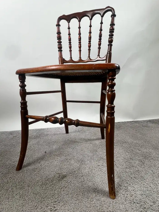 English Regency Carlton House Style Lady Desk & Cane Chair by Maitland Smith