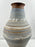 Vintage Handmade Pottery Vase with Blue & Earth-Tone Swirl Glaze