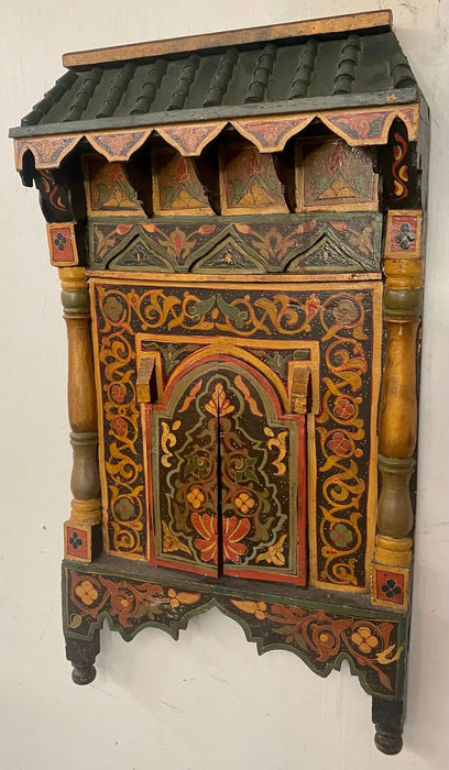 Antique Moroccan Moorish Hand Painted Wall Door Sculpture or Mirror Frame