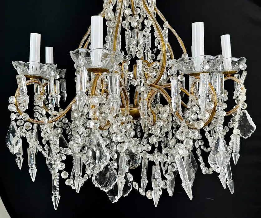 French Louis XV Marie Therese Style Cut Crystal Chandelier, 8 Arms