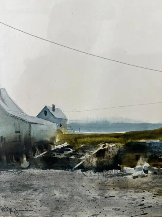 Philip Jamison Coastal Scene Watercolor Painting , Signed & Framed 1950's