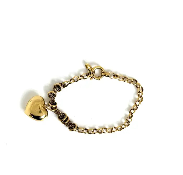 Tiffany-Style 18K Gold Heart Charm Bracelet