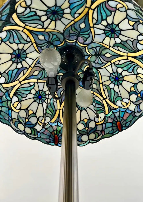 Art Nouveau Tiffany Sale Blue Stained Glass Dome Shaped Shade Floor Lamp