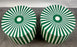Art Deco Style Green & White Cylindrical Resin Side, End Table or Stool, a Pair