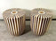 Art Deco Style Brown & White Cylindrical Walnut Resin End Table or Stool, a Pair