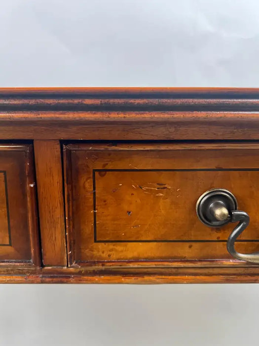 English Georgian Hepplewhite Style Two-Drawer Console Table Mahogany & Walnut