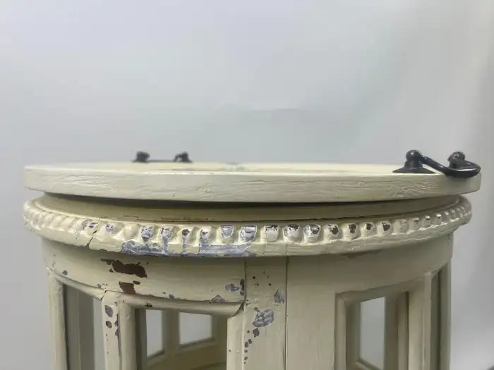 French Louis XV Provincial Style Distressed Off-white Serving Table w Tray