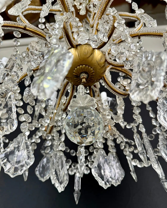 French Louis XV Marie Therese Style Cut Crystal Chandelier, 8 Arms