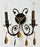 French Rococo Revival Cast Metal Bronzed Wall Sconce w Amber Crystal, Set of 4