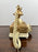 Vintage French Style Brass Rotary Telephone with Ornate Repoussé Cream Enamel Base