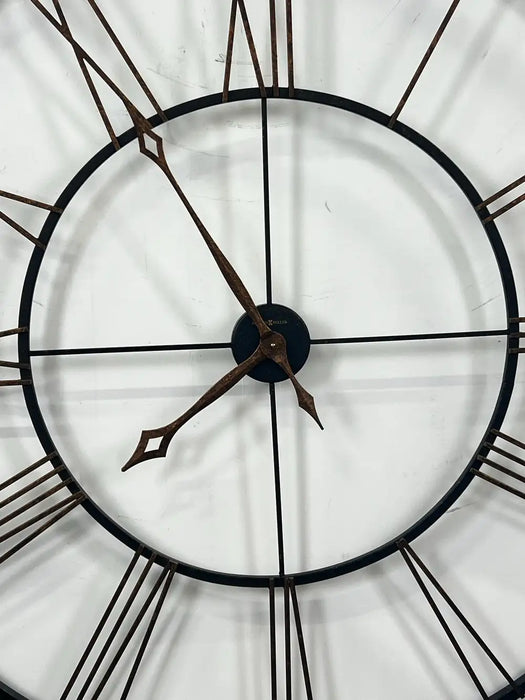 Vintage Industrial Howard Miller "Postema" 49" Oversized Wrought-Iron Wall Clock