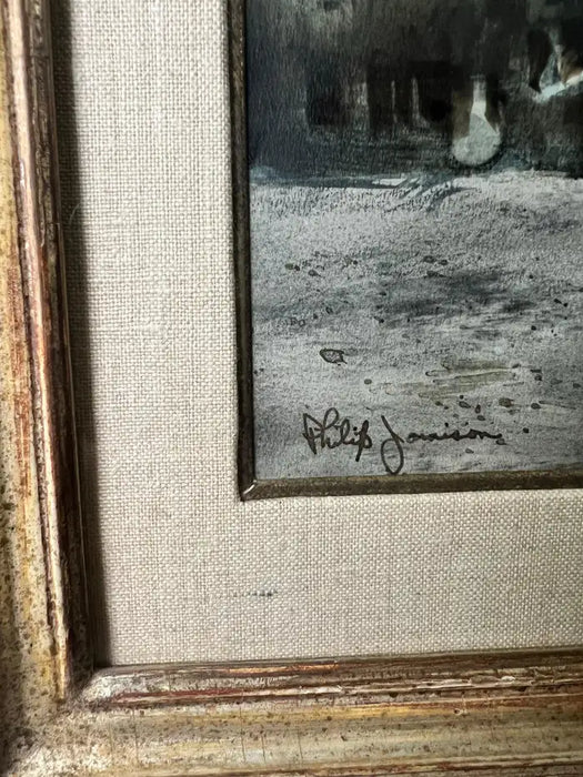 Philip Jamison Coastal Scene Watercolor Painting , Signed & Framed 1950's