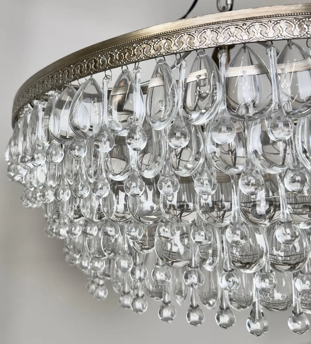 Hollywood Regency Style Circular Cascade Design Crystal Chandelier