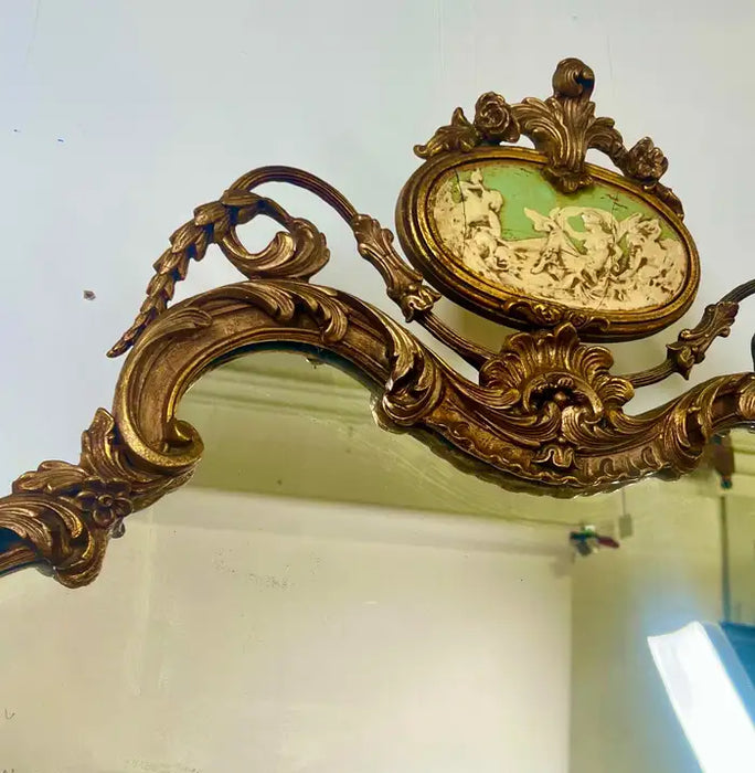 French Rococo Louis XV Style Giltwood Mantel or Wall Mirror, 19th Century
