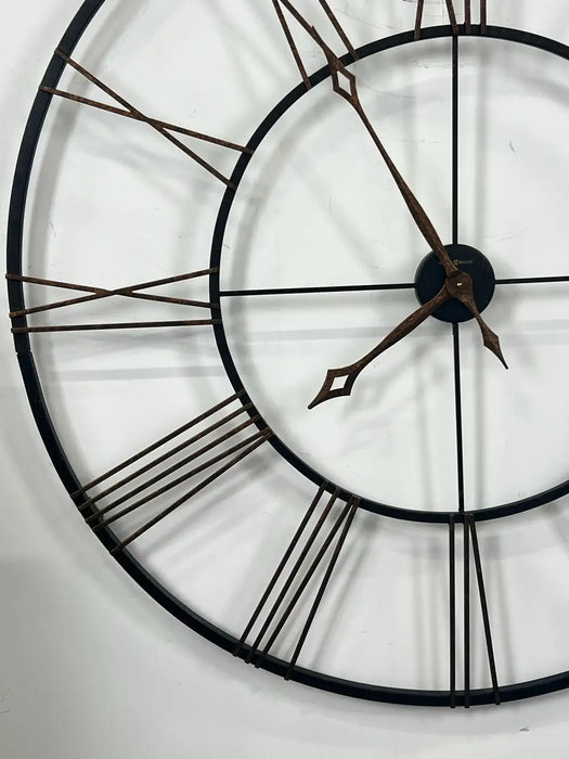 Vintage Industrial Howard Miller "Postema" 49" Oversized Wrought-Iron Wall Clock