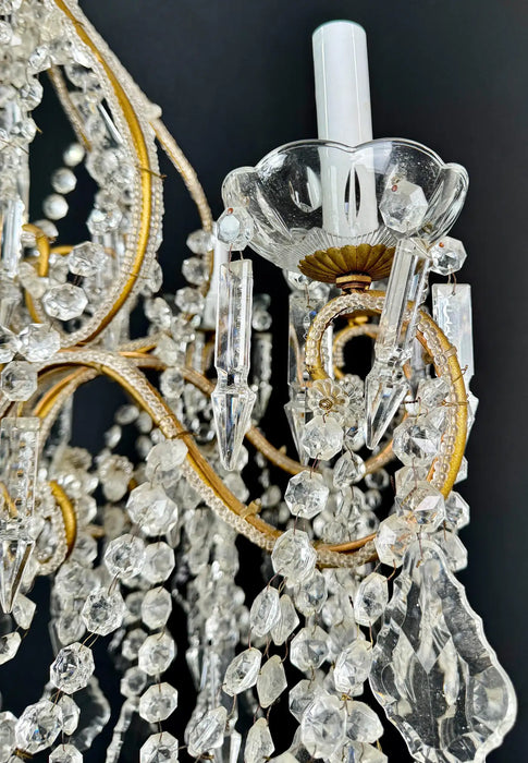 French Louis XV Marie Therese Style Cut Crystal Chandelier, 8 Arms