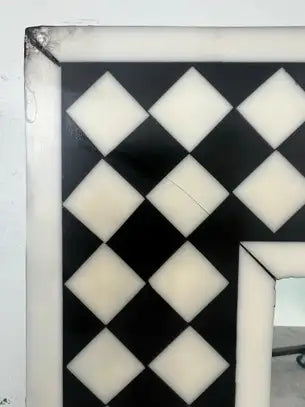 Art Deco Style Black & White Resin Diamond Design Wall, Table or Mantel Mirror