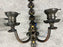 Art Nouveau Two Arms Bronze w Frosted Milk Glass Shades Wall Sconce, a set of 3