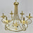 Art Deco Brass Chandelier with White Milk Frosted Glass Bottom Bowl, 6 Arms