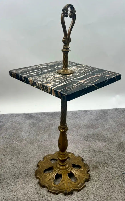 Art Nouveau Marble Top and Brass Smoking or Side Table