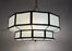 Art Deco Style Large Circular White Milk Glass & Bronze Pendant, Chandelier