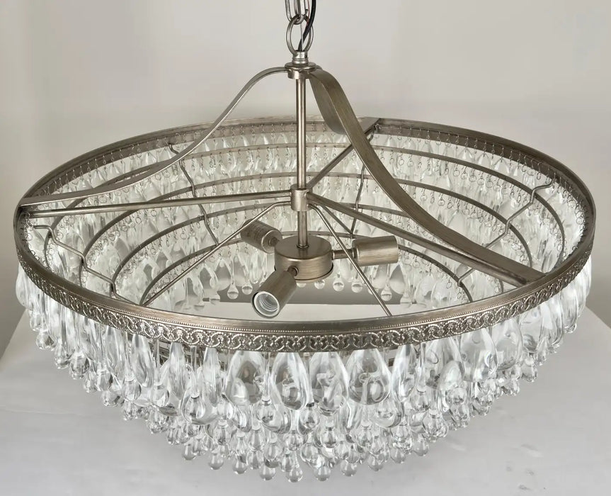 Hollywood Regency Style Circular Cascade Design Crystal Chandelier