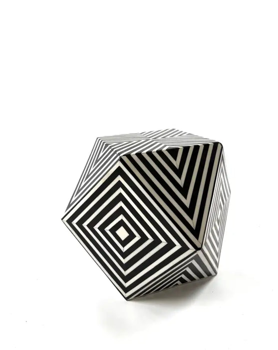 Art Deco Style Sculptural Resin Black and White Side or End Table, a Pair