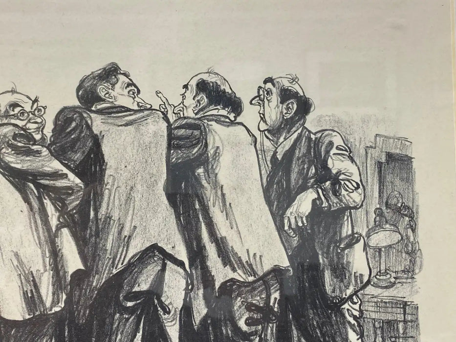 William Sharp Court Room Scene Lithograph, Signed & Framed, a Pair