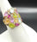 Multi-Gemstone 18K Gold Statement Cocktail Ring, Aquamarine Peridot Amethyst