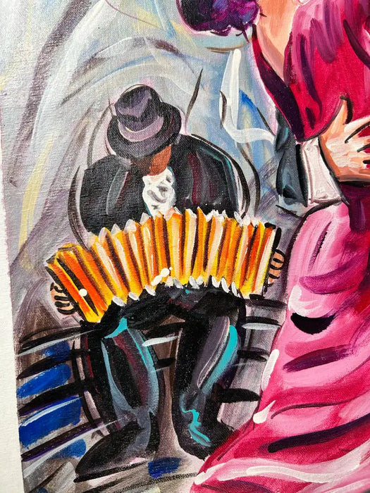 Figurative Oil on Canvas Painting Titled " Pasion Tanguera " Hand Signed Dated 2011