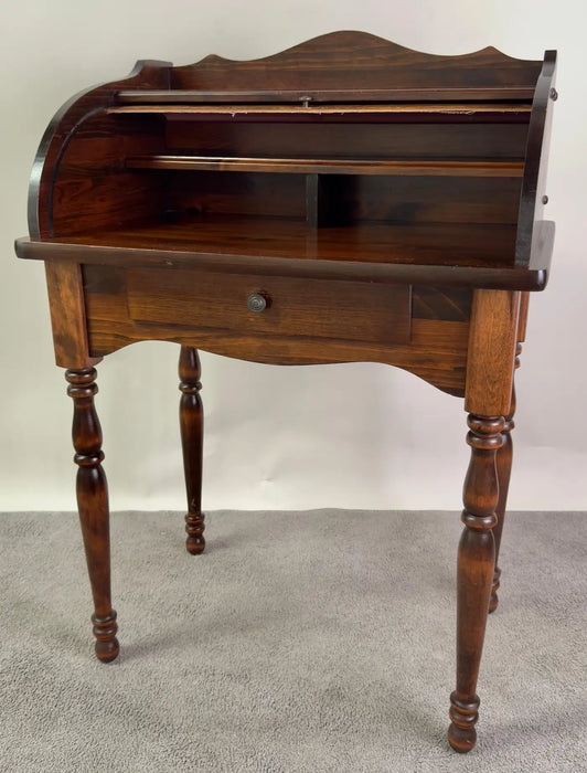 Victorian Style Walnut Roll-Top Desk with Tambour Front