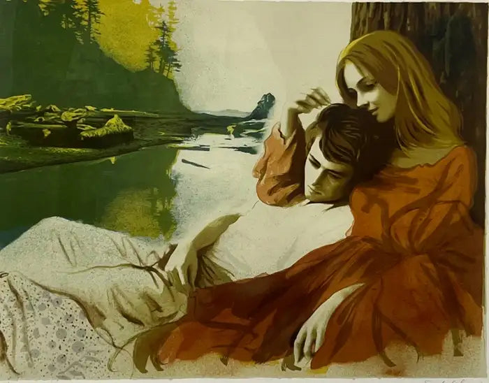 Sandu Liberaman "Tender Love" Lithograph Hand Signed , Numbered and Framed 1960's