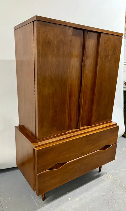Mid-Century Modern American of Martinsville Walnut High Boy Dresser or Armoire