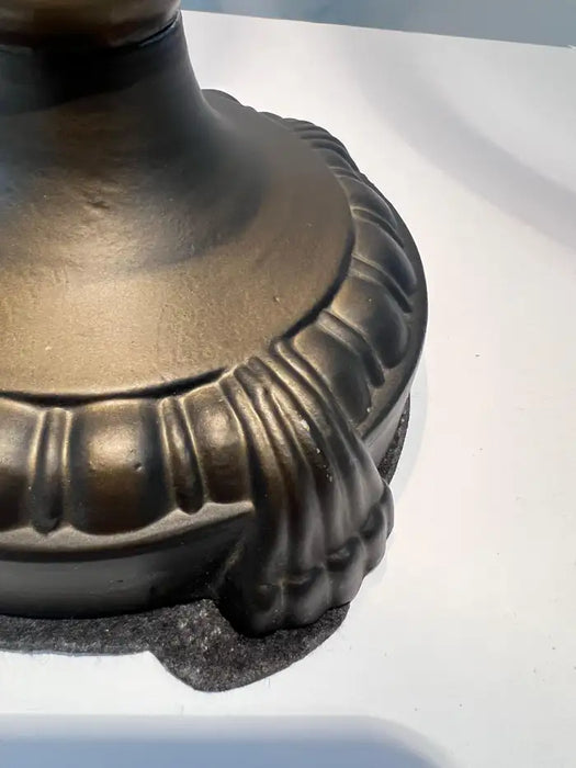 Pairpoint Puffy Style Hand-Painted Floral Table Lamp with Bronze-Finish Base