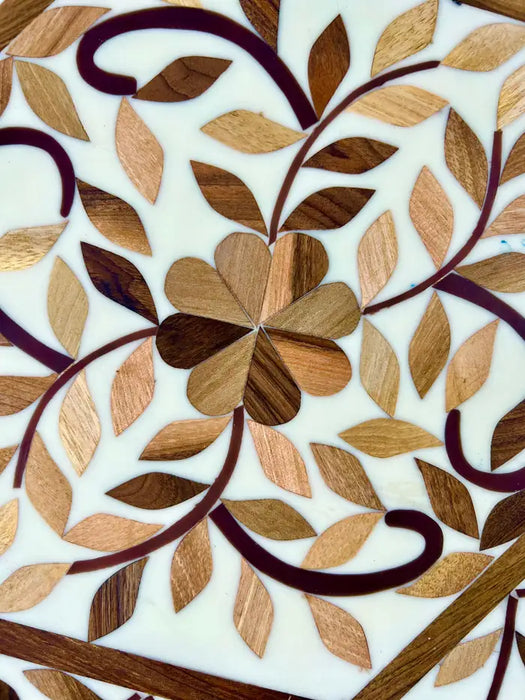 Moroccan Boho-Chic Handmade Walnut & Resin Inlay Hexagonal Side or End Table