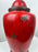Vintage Chinese Oriental Red Pottery Vase with Lid in Antiqued Design