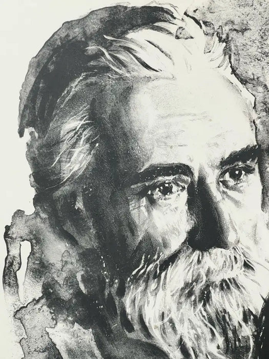 Sandu Liberman Rabbi with Young Girl Lithograph Signed, Numbered & Framed 1960's