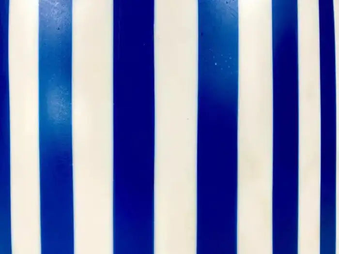 Art Deco Style Blue & White Cylindrical Resin Side, End Table or Stool, a Pair