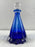 Rare Murano Glass Decanter in Cobalt Blue with Jewel-Tone StemGlasses Set, 7 Pcs