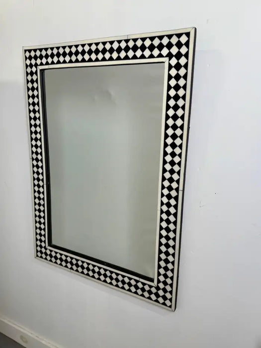 Art Deco Style Black & White Resin Diamond Design Wall, Table or Mantel Mirror